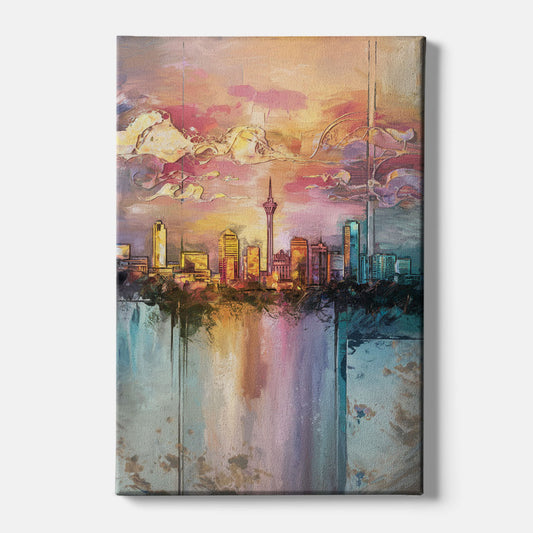 San Antonio Skyline Sunset - Canvas Wall Art