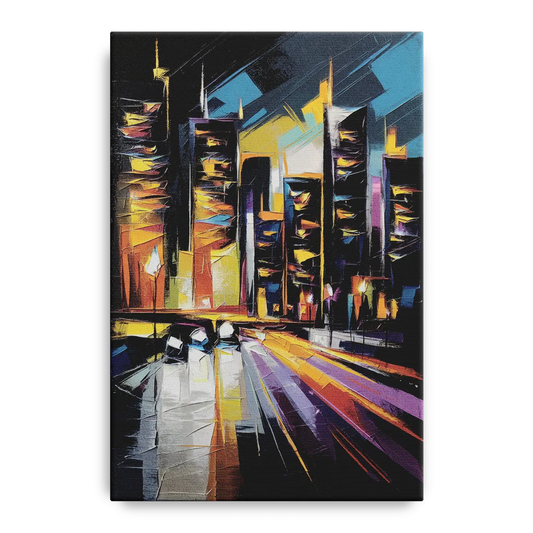 Plano Nightlife Glow - Canvas Wall Art
