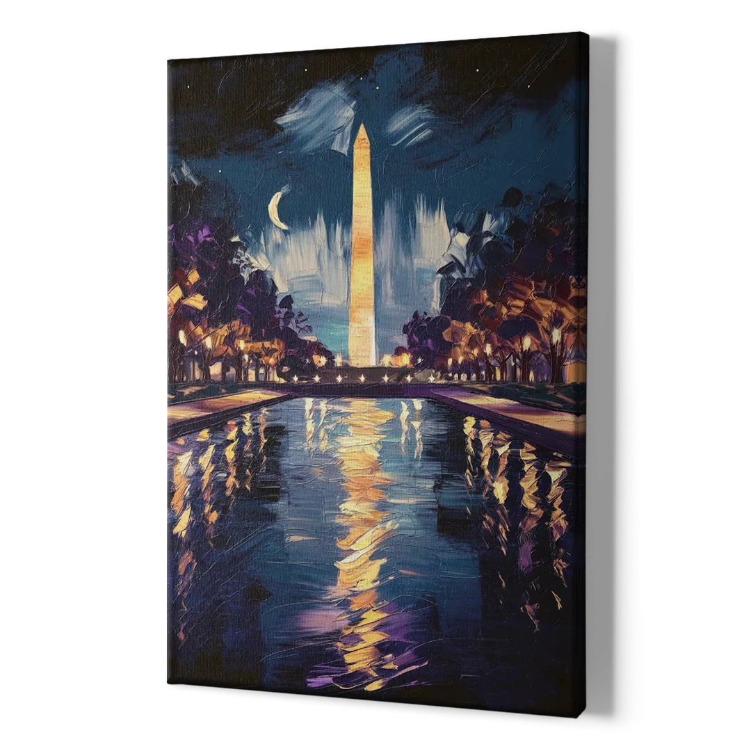 Washington DC Night Lights - Canvas Print Art Sides
