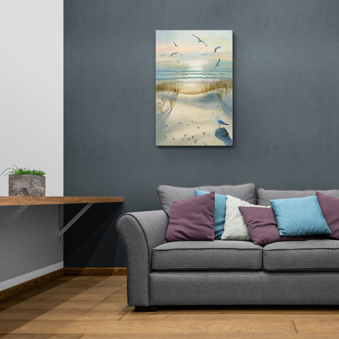 Virginia Beach Seagulls in Flight - Canvas Wall Art Living Room