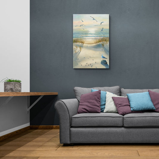 Virginia Beach Seagulls in Flight - Canvas Wall Art Living Room