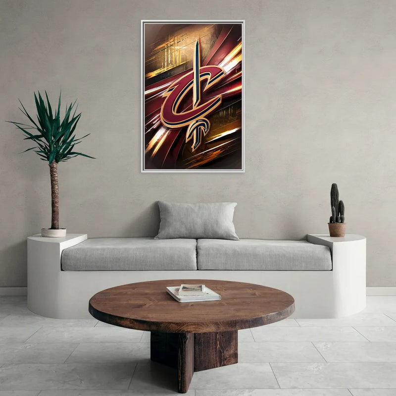 Cleveland Cavaliers Logo - Living Room White Frame Canvas