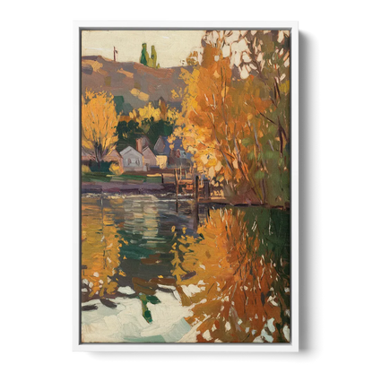 Boise Riverfront Scene - White Frame Canvas