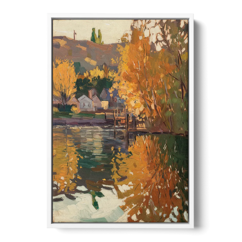 Boise Riverfront Scene - White Frame Canvas