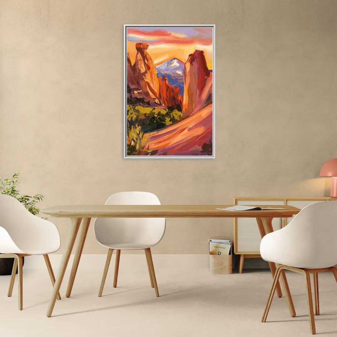 Colorado Springs Mountain View - Living Room White Frame Canvas