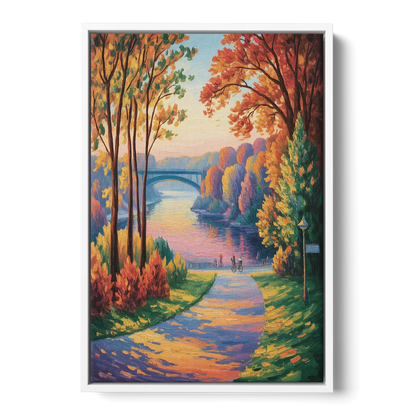 Niagara Parkway Autumn - White Frame Canvas