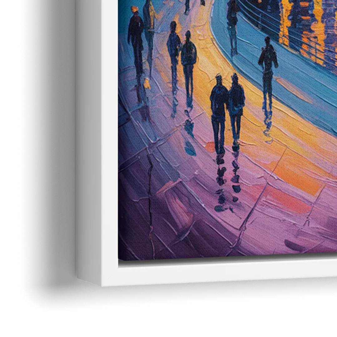 Vancouver Skyline at Dusk - Close-Up White Frame Canvas