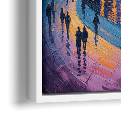 Vancouver Skyline at Dusk - Close-Up White Frame Canvas