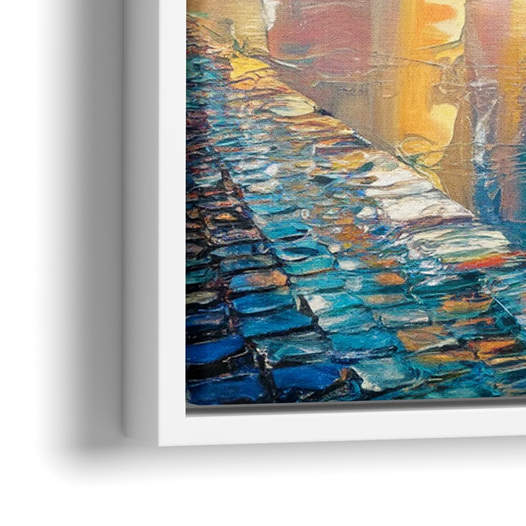 Boston Harbor Sunrise - Close-Up White Frame Canvas