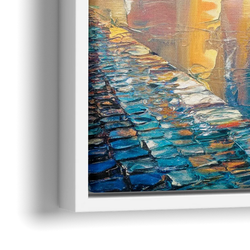 Boston Harbor Sunrise - Close-Up White Frame Canvas