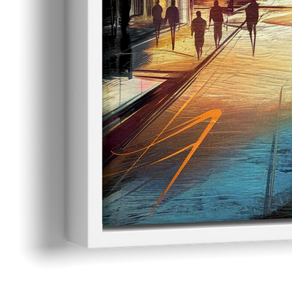 Nashville Downtown Streets - Close-Up White Frame Canvas