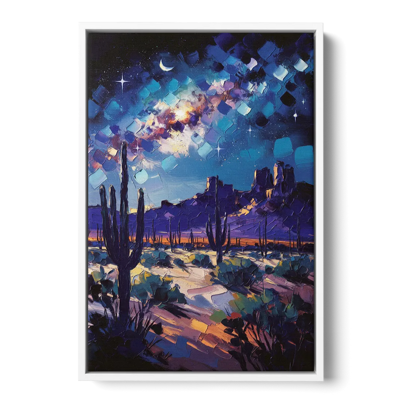 Chandler Desert Night Sky - White Frame Canvas