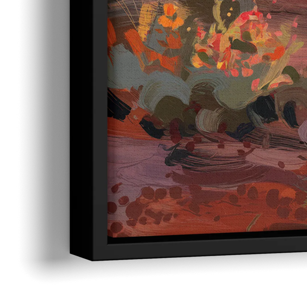 Sedona Desert Bloom Scenery - Close-Up Black Frame Canvas