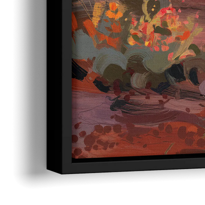 Sedona Desert Bloom Scenery - Close-Up Black Frame Canvas
