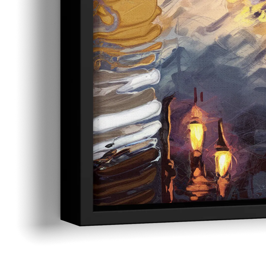 Providence Cityscape Reflection - Close-Up Black Frame Canvas
