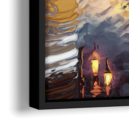 Providence Cityscape Reflection - Close-Up Black Frame Canvas