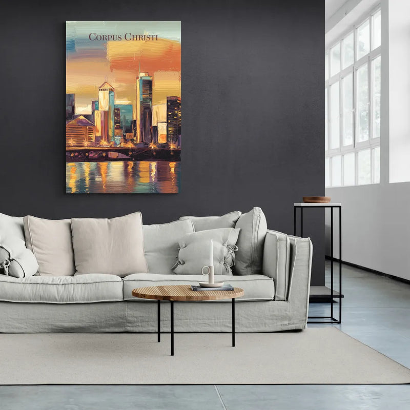 Corpus Christi Skyline View - Canvas Wall Art Living Room