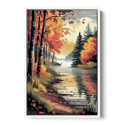 Ontario Autumn Colors - White Frame Canvas