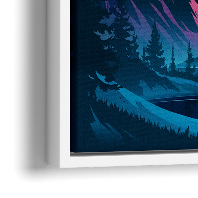 Aurora Starry Night - Close-Up White Frame Canvas