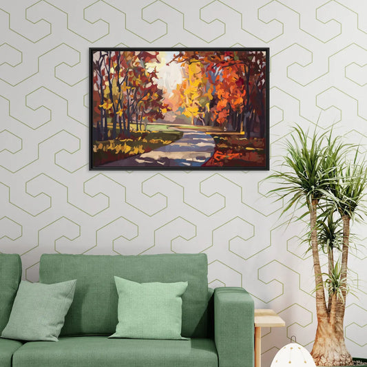 Fort Wayne Autumn Colors - Living Room Black Frame Canvas