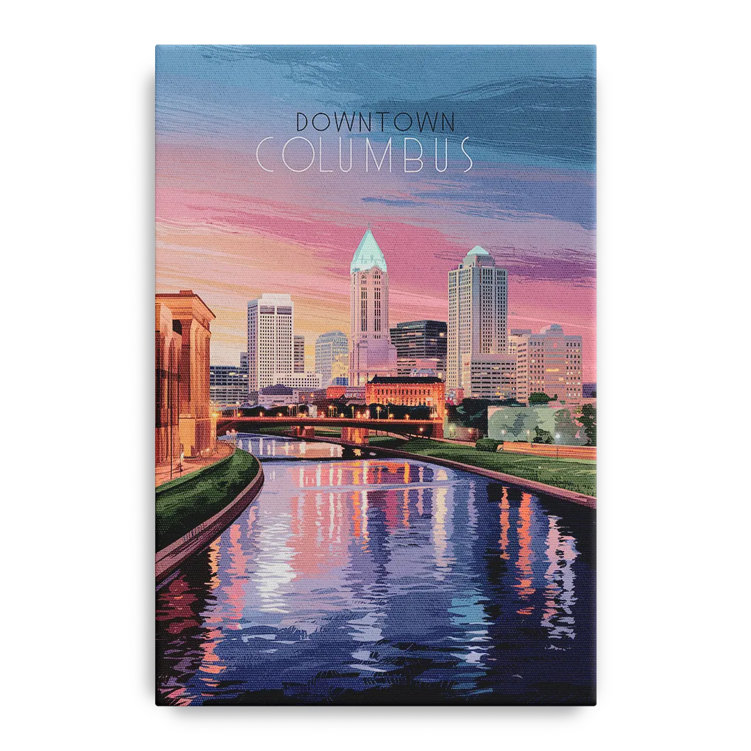 Columbus Downtown Panorama - Canvas Wall Art