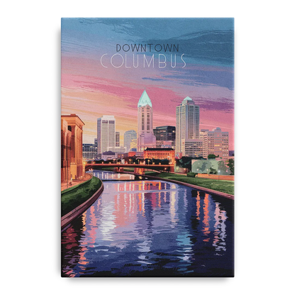 Columbus Downtown Panorama - Canvas Wall Art