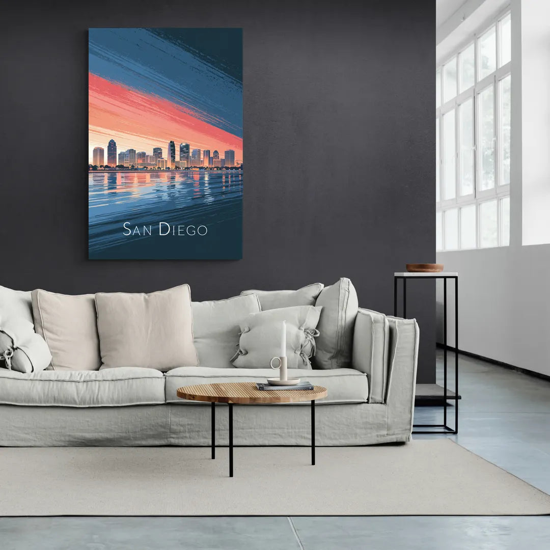 San Diego Urban Skyline - Canvas Wall Art Living Room