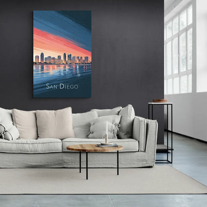 San Diego Urban Skyline - Canvas Wall Art Living Room