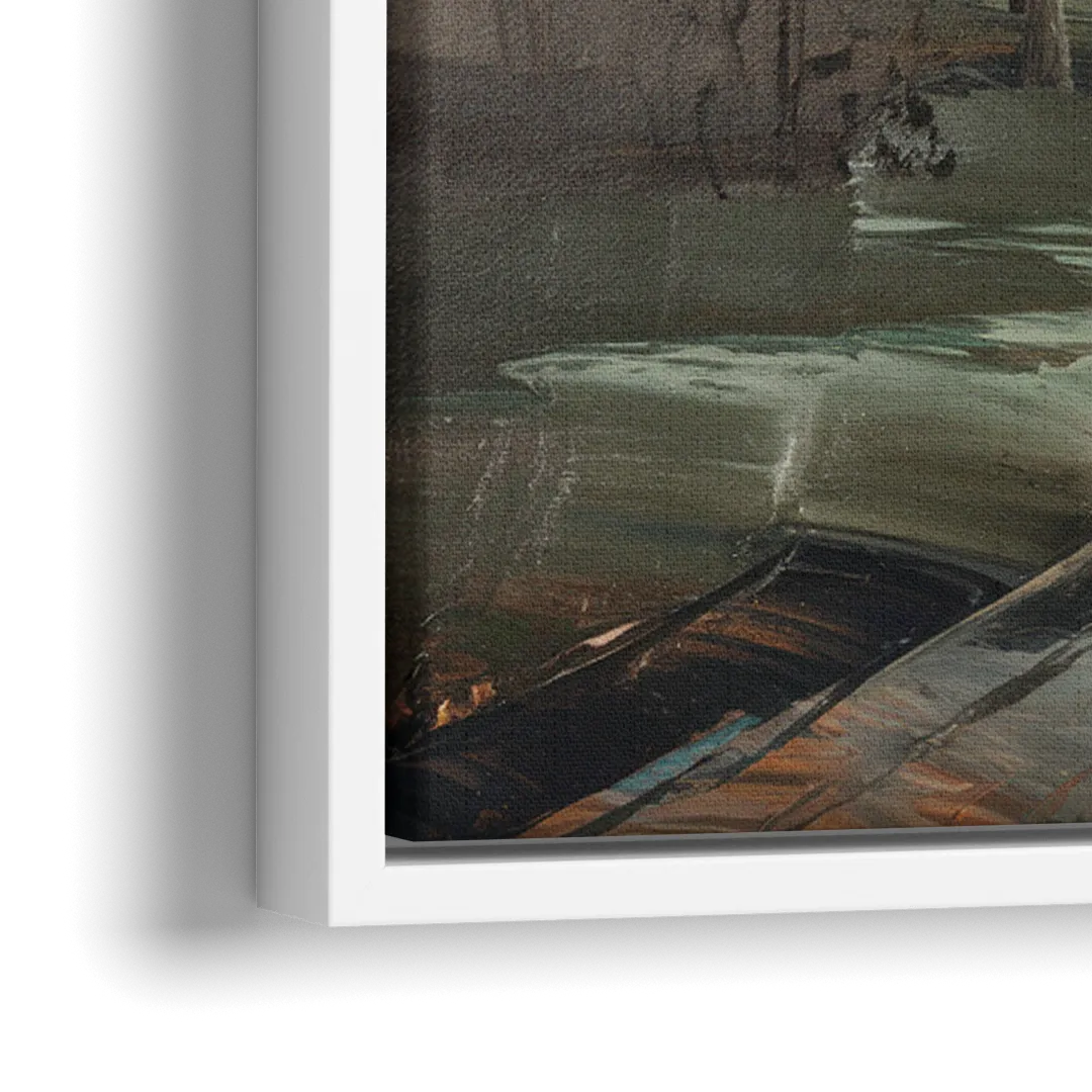 Salem Foggy Morning - Close-Up White Frame Canvas