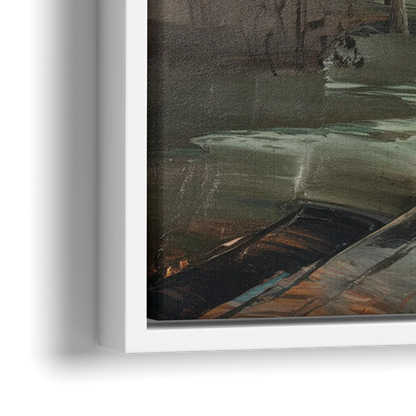 Salem Foggy Morning - Close-Up White Frame Canvas