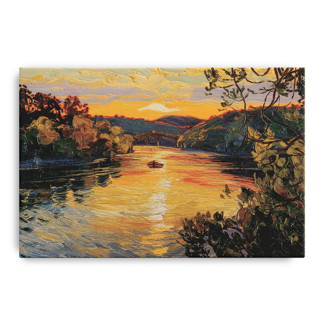 New Hope Delaware River Sunset - Canvas Wall Art