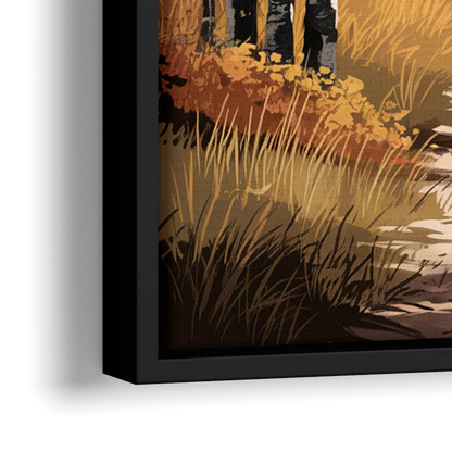Aspen Serene Forest Path - Close-Up Black Frame Canvas