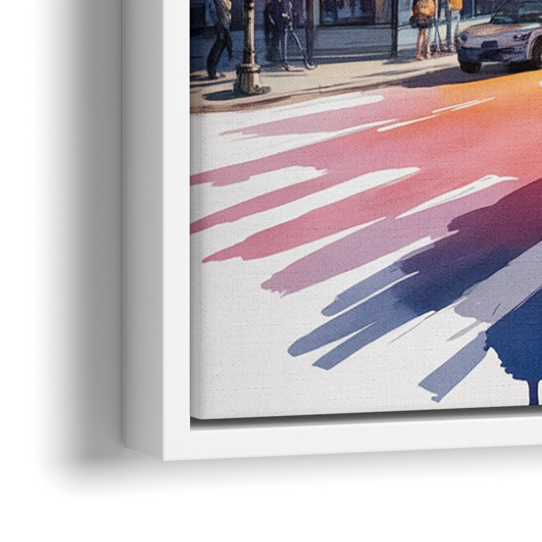 Toronto Queen Street West - Close-Up White Frame Canvas