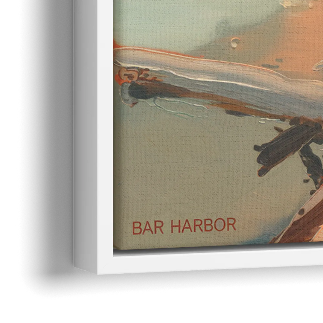Bar Harbor Coastal Serenity - Close-Up White Frame Canvas