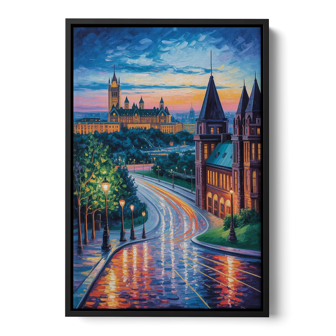 Parliament Hill Twilight - Black Frame Canvas