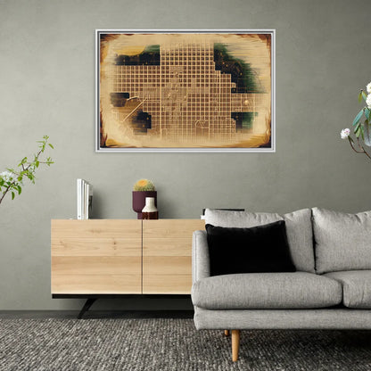 Denver Neighborhood Map - Living Room White Frame Canvas