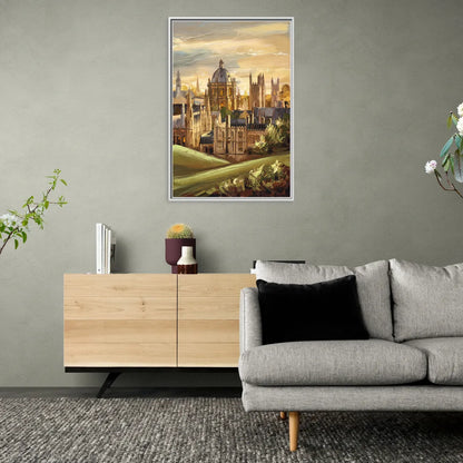 Oxford Dreaming Spires - Living Room White Frame Canvas