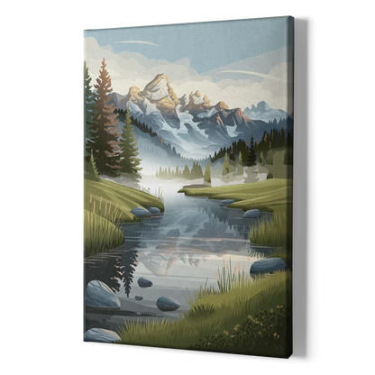 Jackson Hole Alpine Serenity - Canvas Print Art Sides
