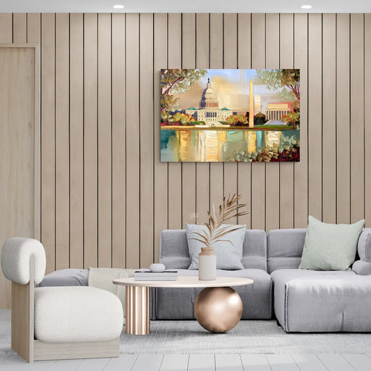 Washington Sunny Cityscapes - Canvas Wall Art Living Room