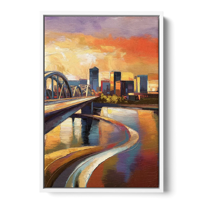 Memphis Riverfront Views - White Frame Canvas