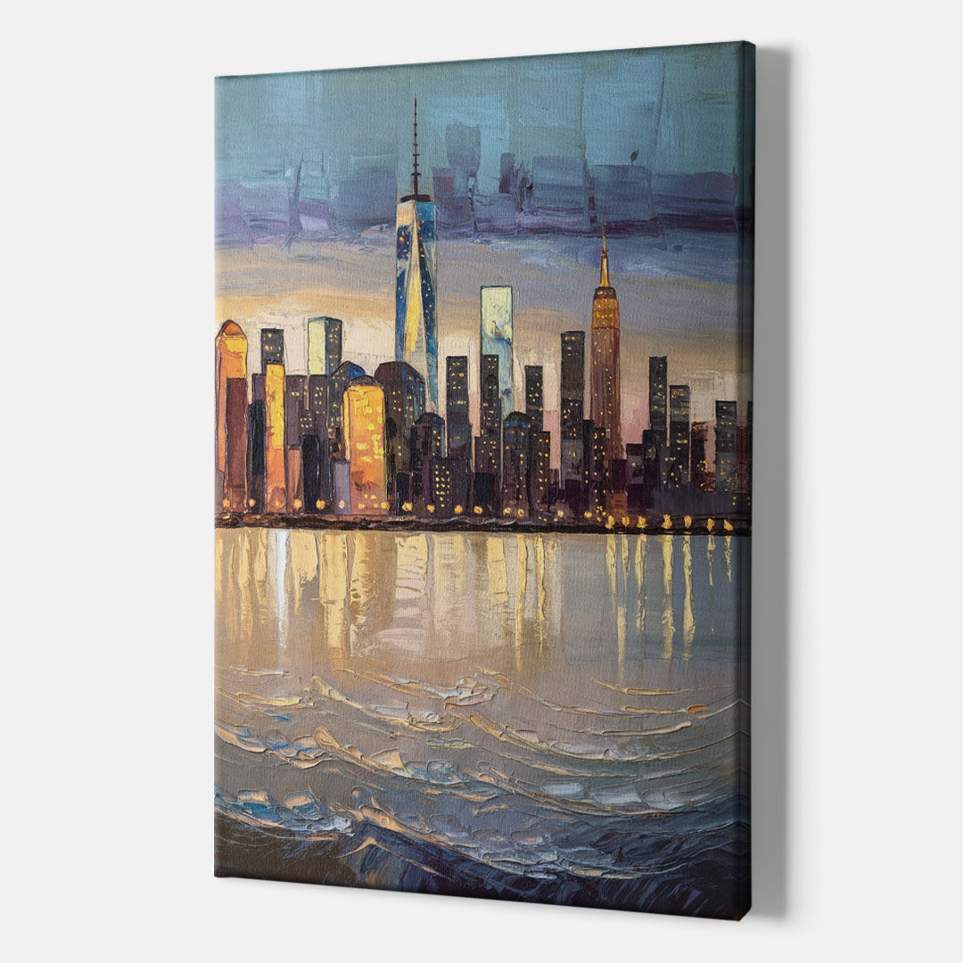New York City Hudson River View - Canvas Wall Art Indoor