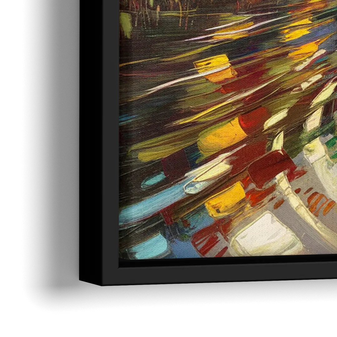 Asheville Riverfront Serenity - Close-Up Black Frame Canvas