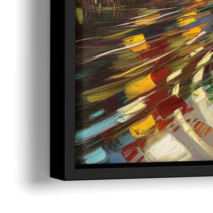 Asheville Riverfront Serenity - Close-Up Black Frame Canvas