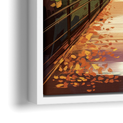 New York City Central Park in Fall Sunny - Close-Up White Frame Canvas