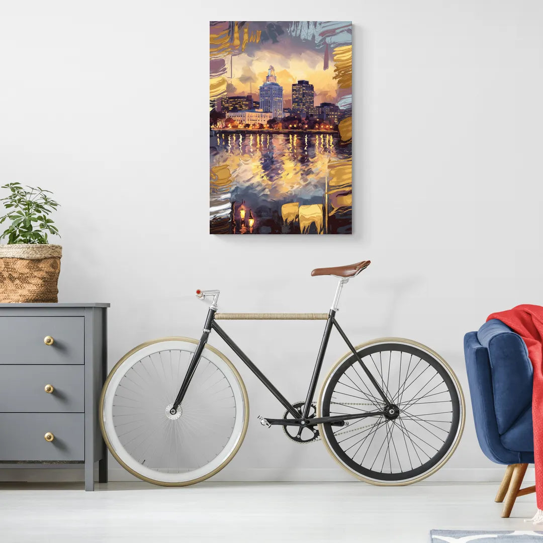 Providence Cityscape Reflection - Canvas Wall Art Living Room