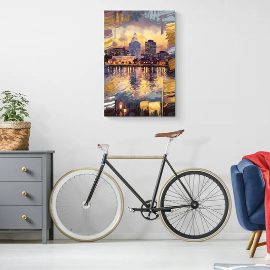 Providence Cityscape Reflection - Canvas Wall Art Living Room