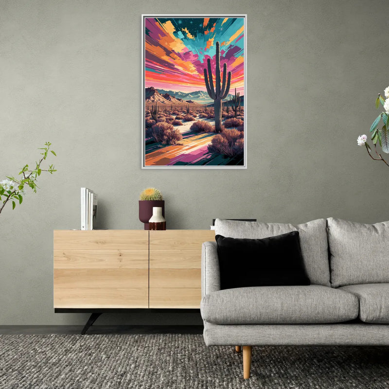 Chandler Desert Sunset - Living Room White Frame Canvas