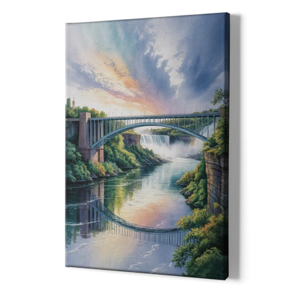 Niagara Falls Rainbow Bridge - Canvas Print Art Sides