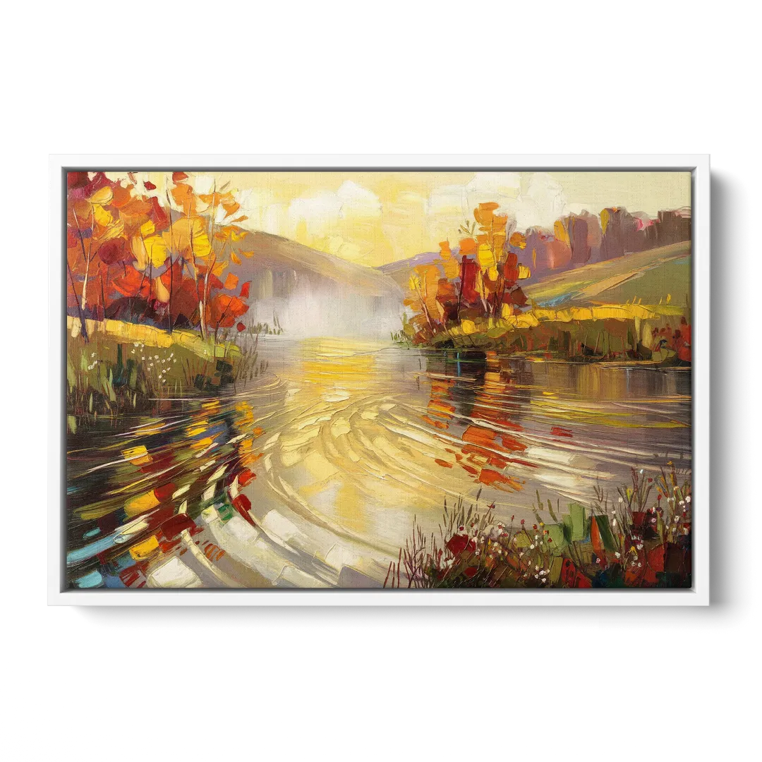 Asheville Riverfront Serenity - White Frame Canvas