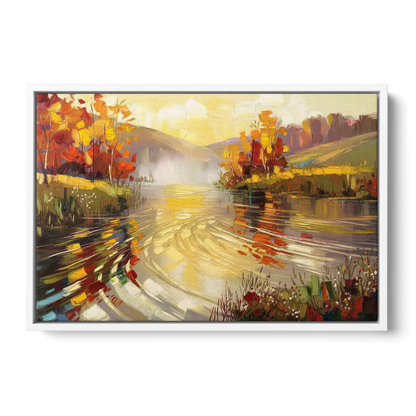 Asheville Riverfront Serenity - White Frame Canvas